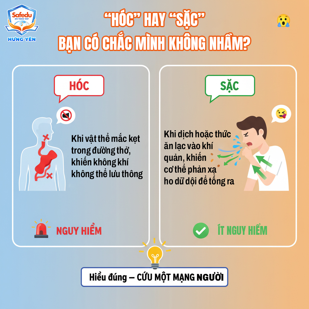 Kỹ năng xử lý khi bị hóc, sặc dị vật Safedu Hưng Yên